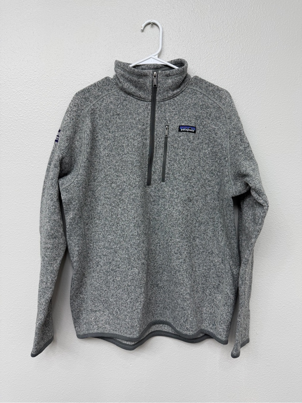 Patagonia Gray Fleece Quarter Zip Pullover Sweatshirt L READ